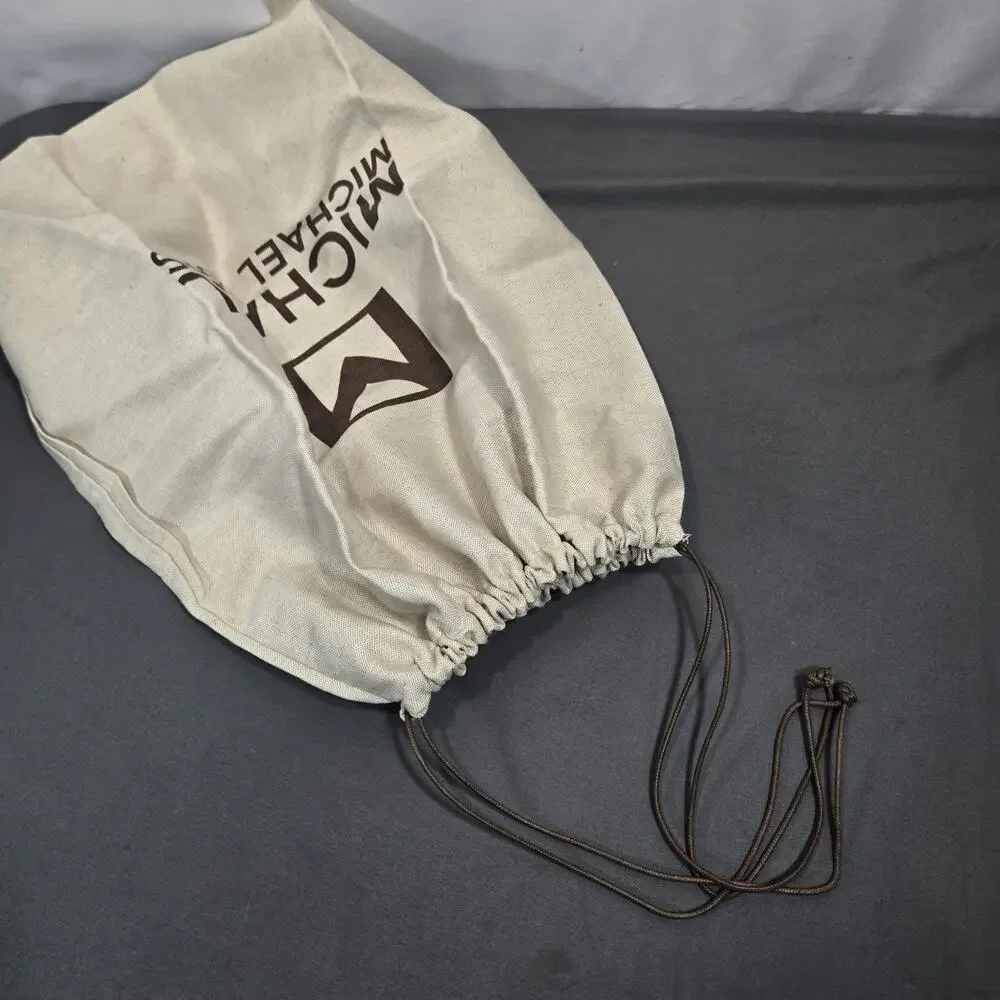Michael Kors Drawstring Dust Bag Cream Cotton Canvas Brown Logo 18x18
